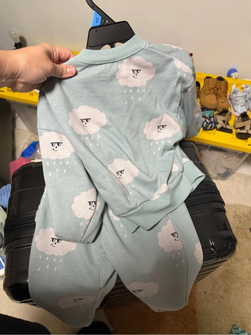 Kids Otter Avenue Cloud Print Pajama Set - Mint- 2T